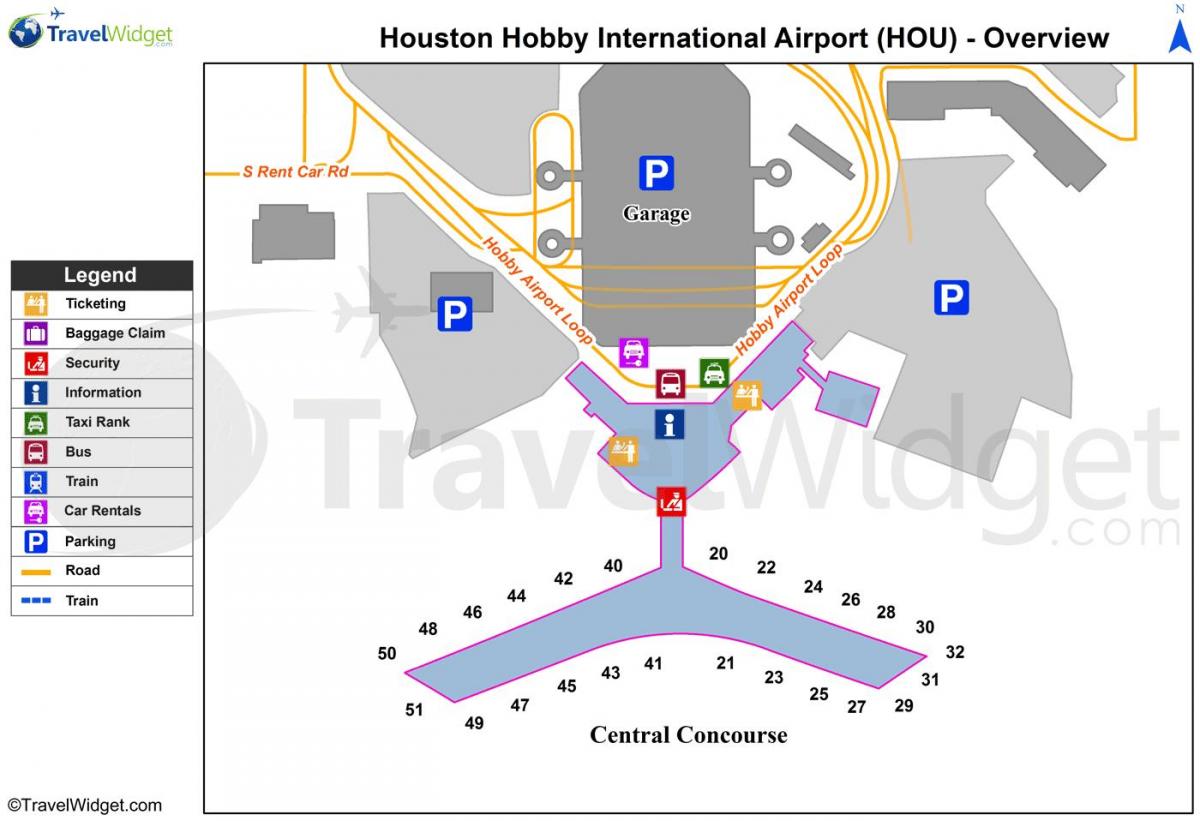Houston letališki terminal zemljevidu