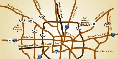 Zemljevid Houston avtocest