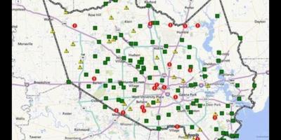 Zemljevid poplavljena območja v Houston
