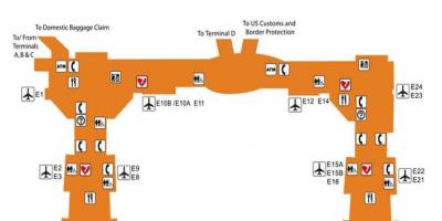 Houston letališki terminal e zemljevidu