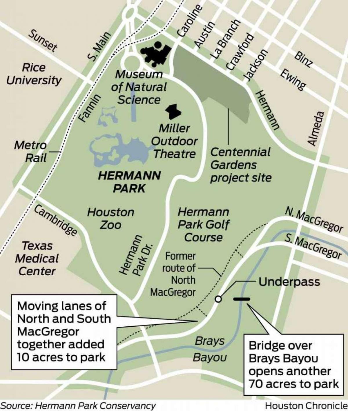 zemljevid Hermann park