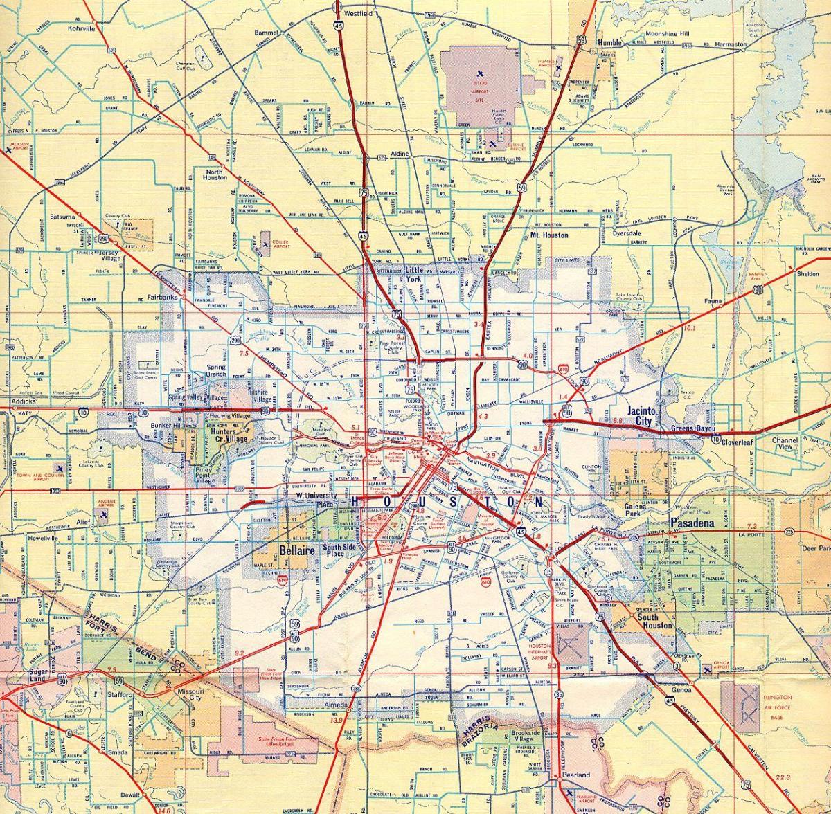 zemljevid Houston freeways
