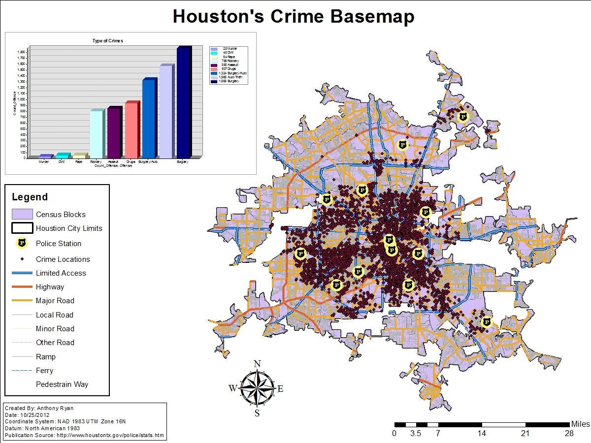 Houston stopnja kriminala zemljevid