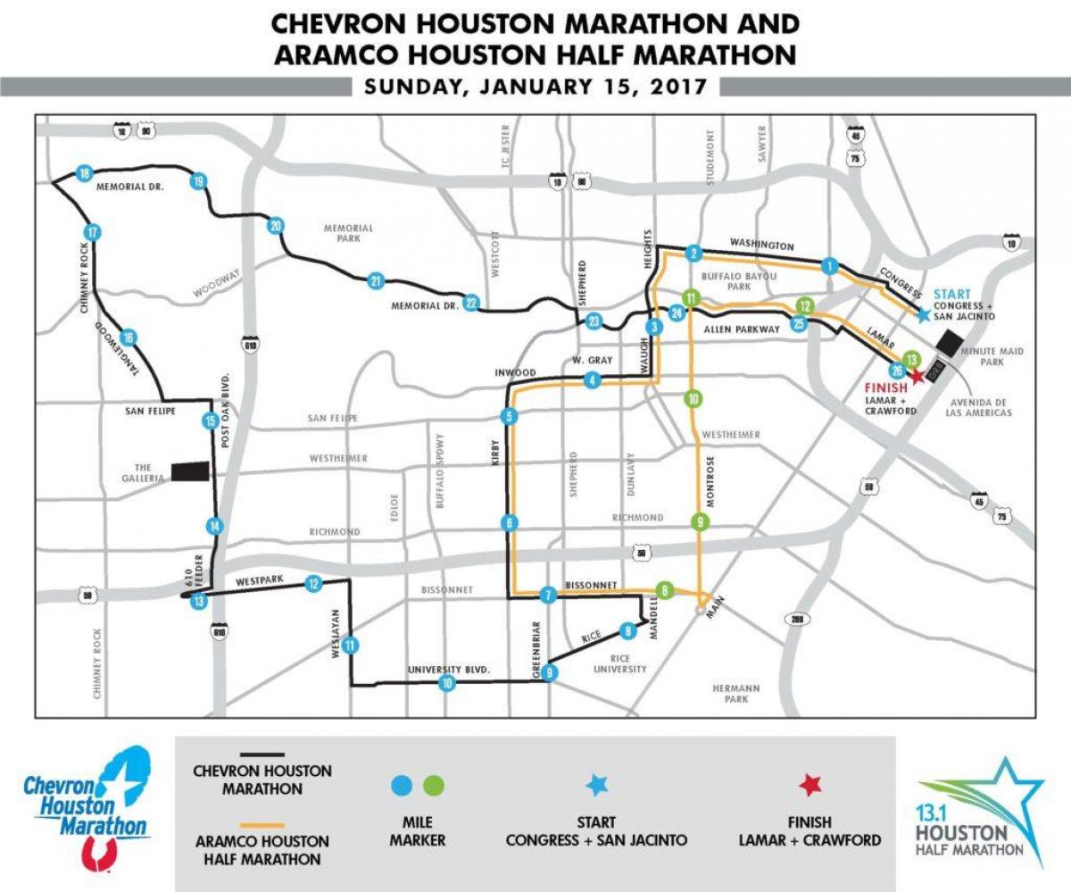 zemljevid Houston maraton