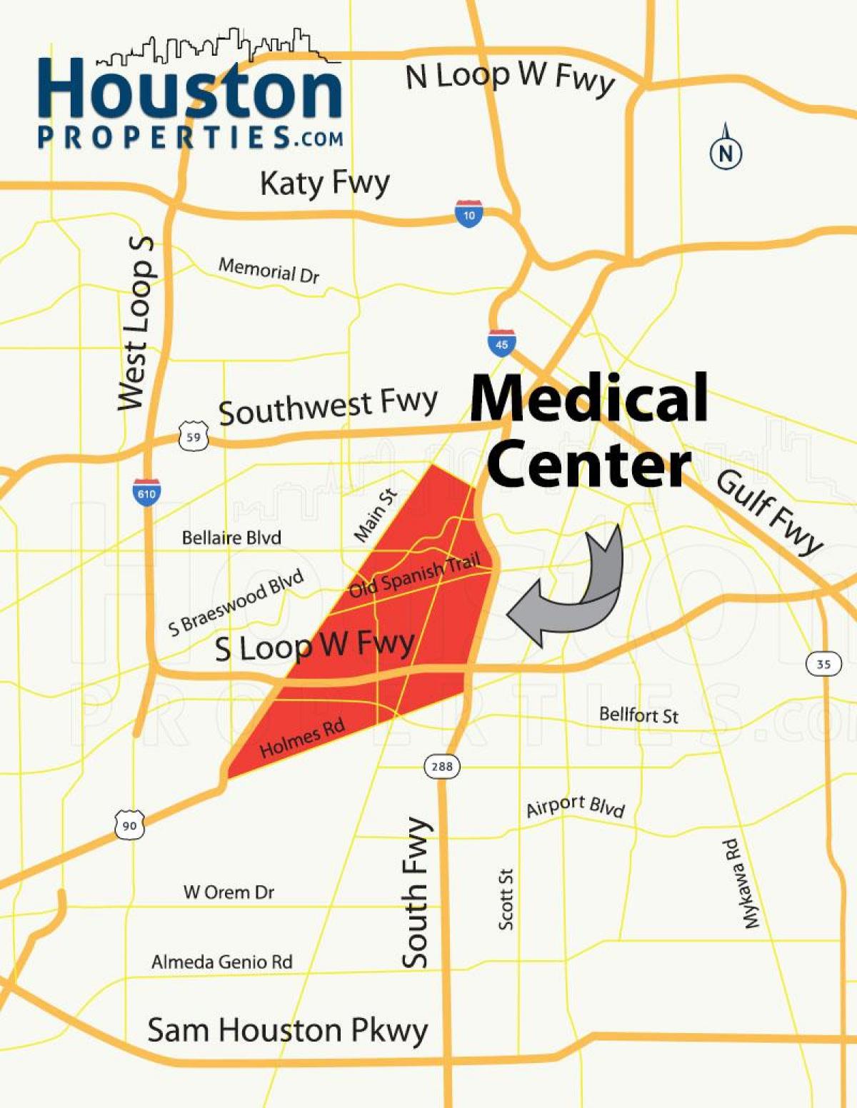 zemljevid Houston medical center