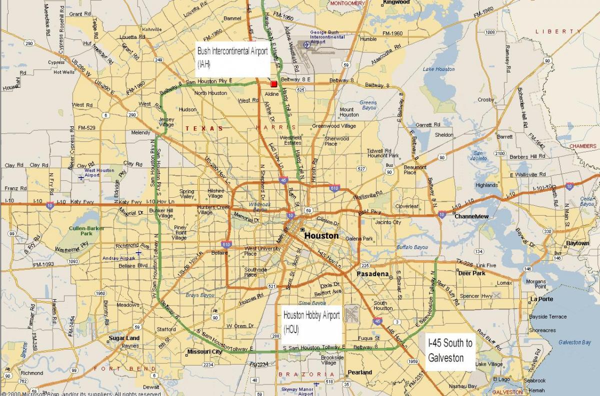 zemljevid Houston metropolitansko območje