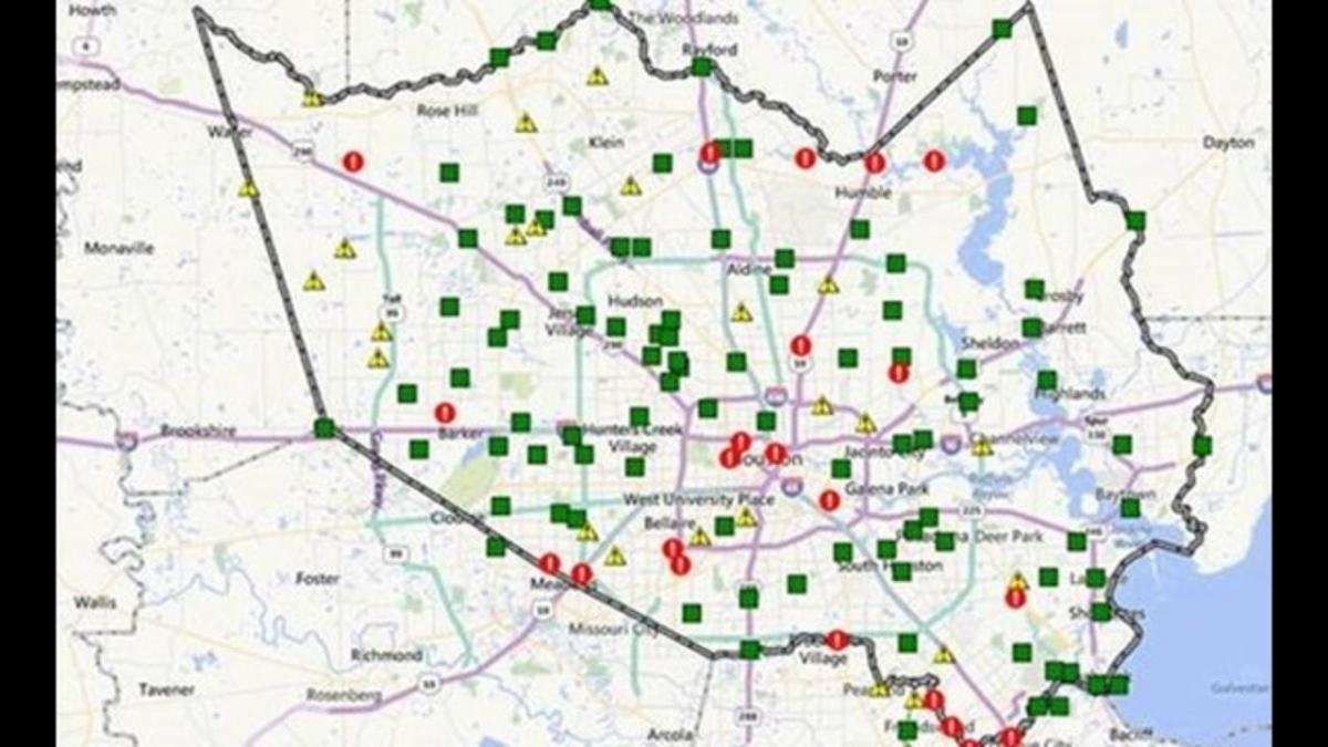 zemljevid poplavljena območja v Houston