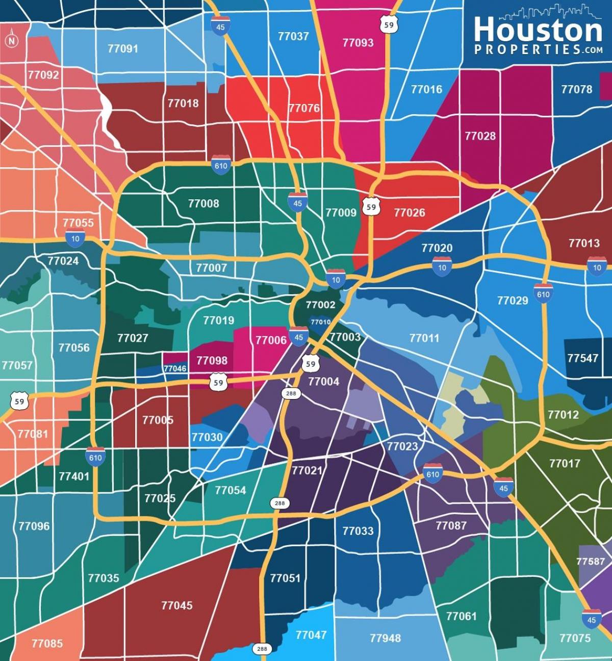 zemljevid Houston predmestje