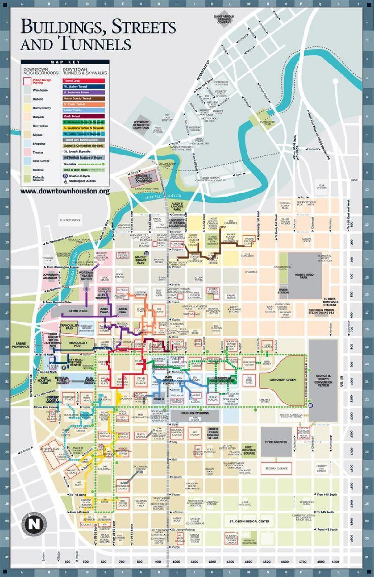 downtown Houston predor zemljevid