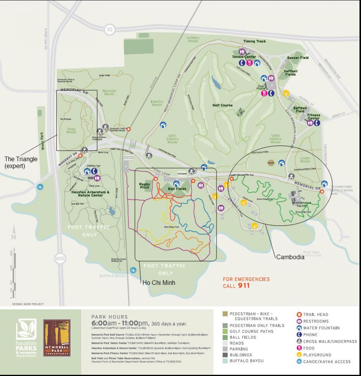 zemljevid Spominski park Houston