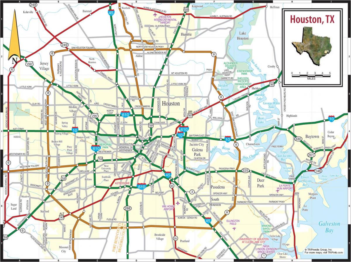 zemljevid Houston v teksasu