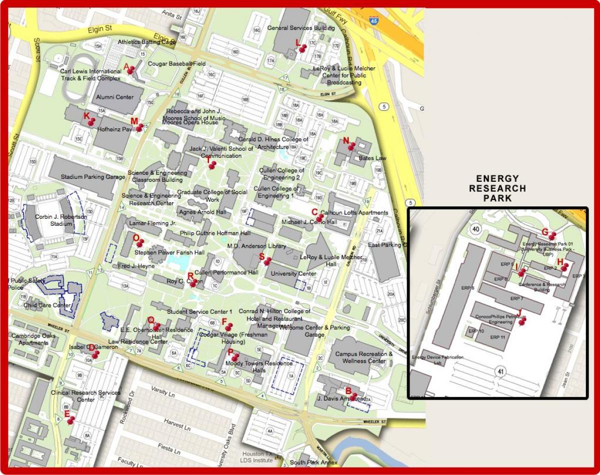 zemljevid university of Houston